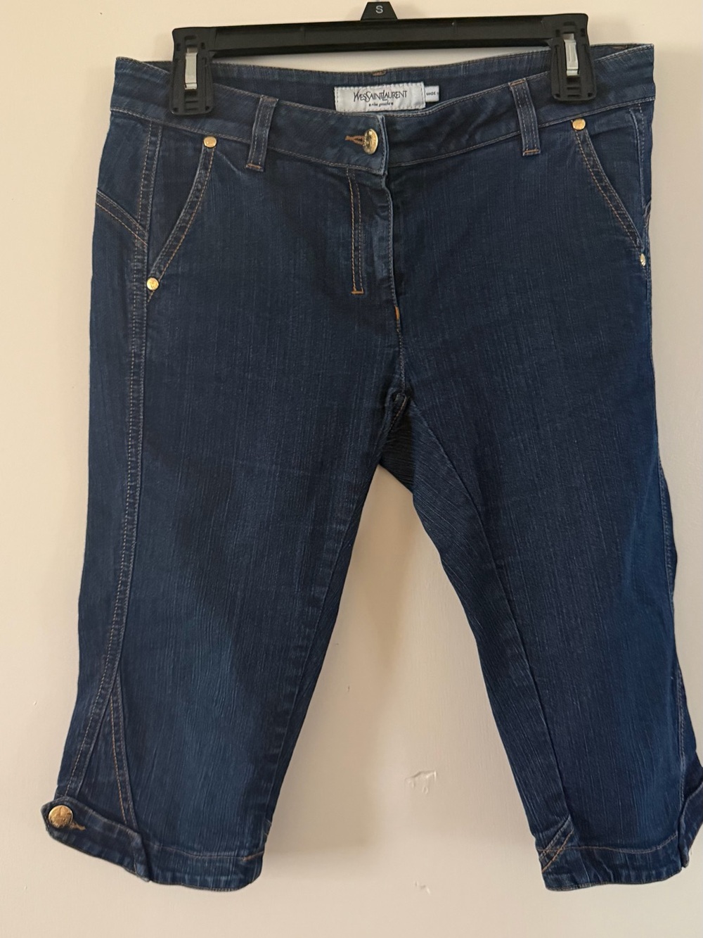 Saint Laurent Dark Blue Cropped Denim Capri Jeans